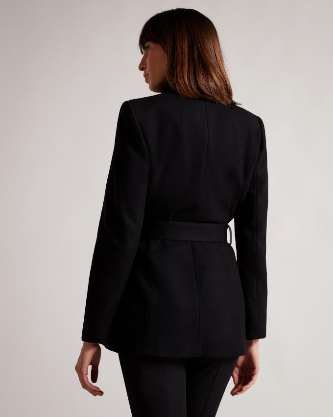 Manteau Ted Baker Short Wool Wrap Noir Femme | JTK-52019666